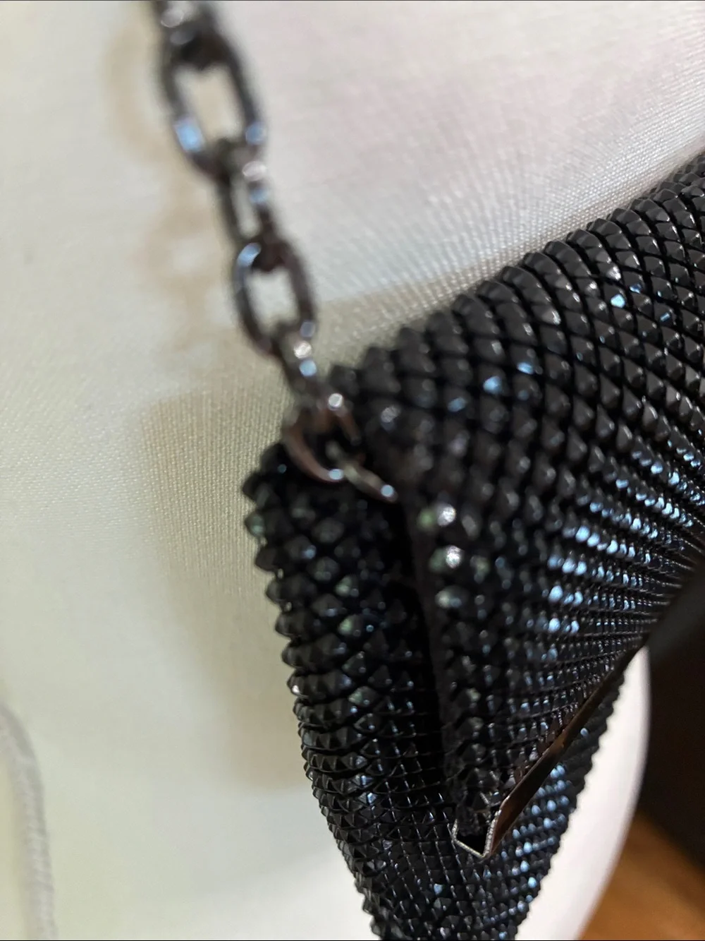 Whiting & Davis Black Mesh Chain Shoulder Clutch